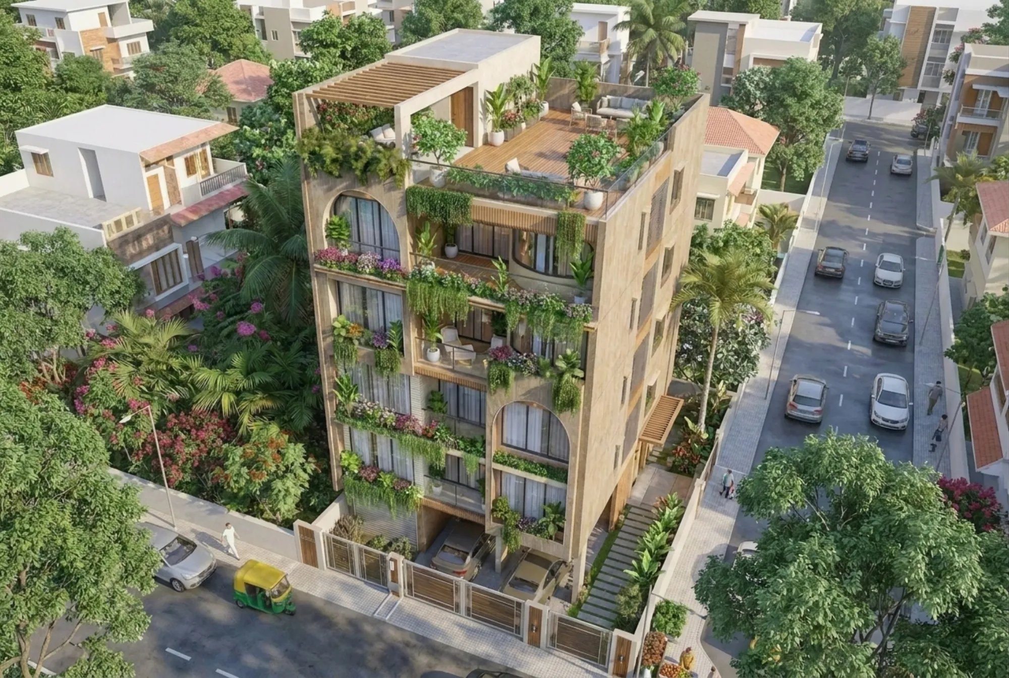 A Studio Contour residential highrise in New Town's Action Area II, showing the balcony lines and facade detailing typical of our G4 block projects