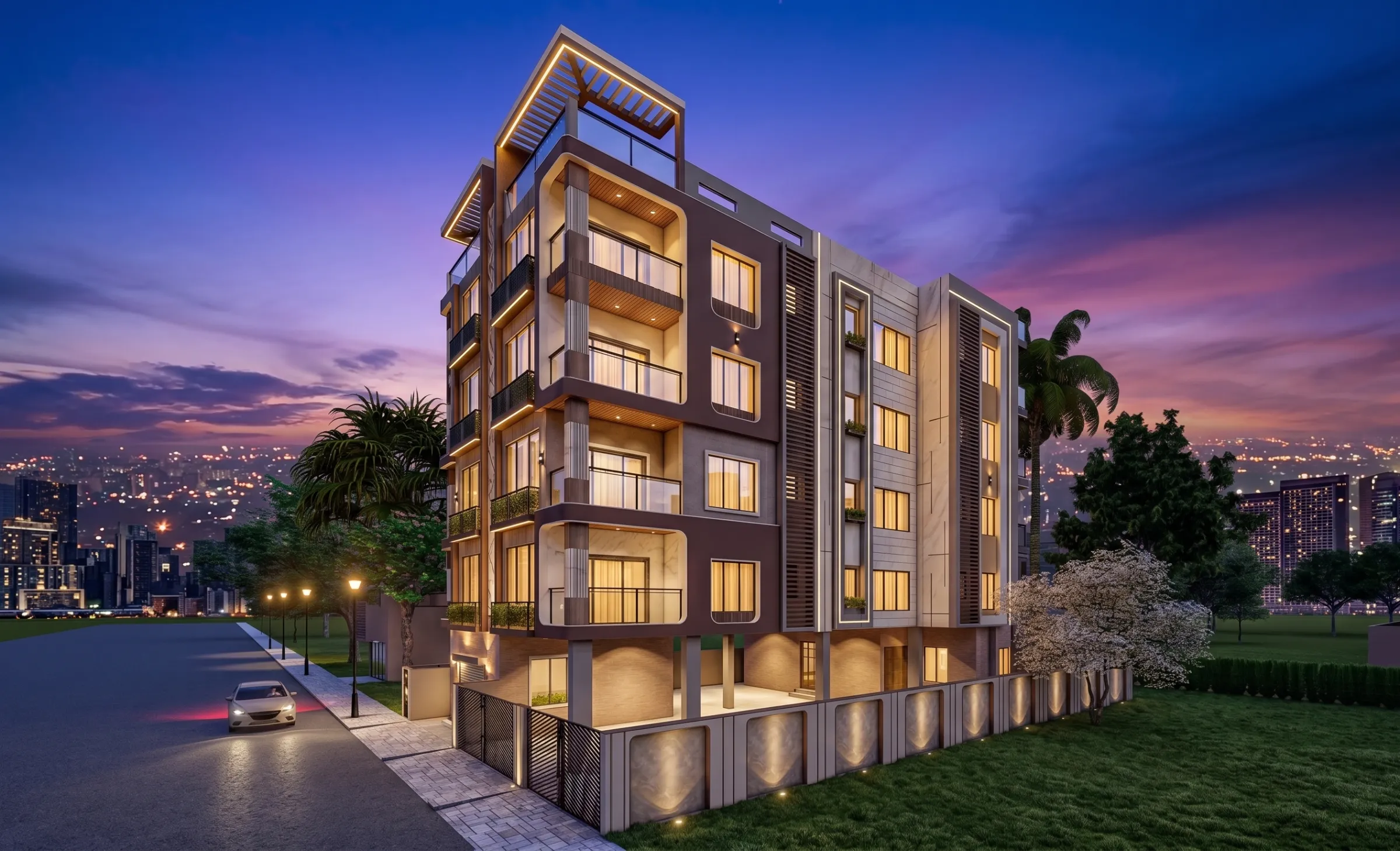 Exterior view of a Studio Contour residence in New Town's Action Area 1, plot 214, showing the completed street-facing facade after construction handover.