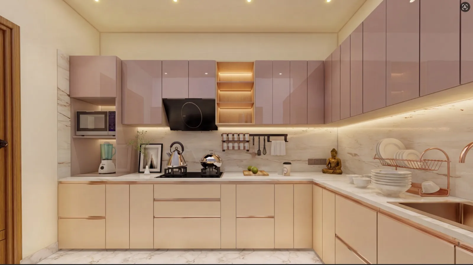 Blush Modular Kitchen, by Studio Contour