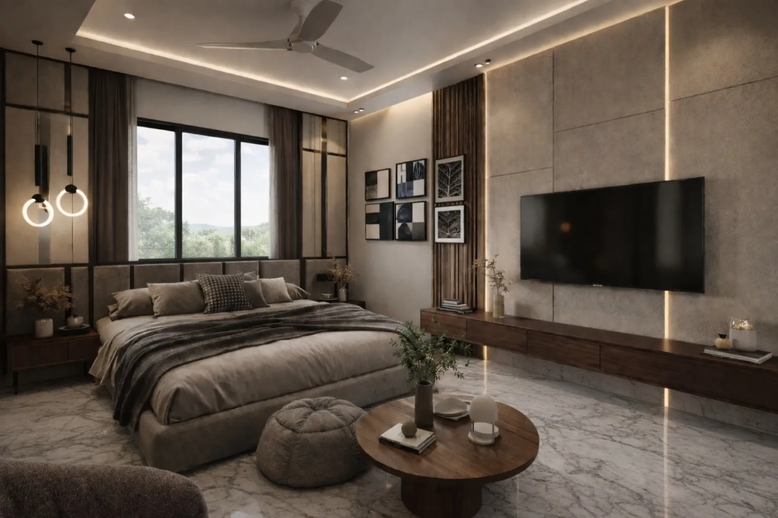 Refreshed, contemporary bedroom interior in a renovated Kolkata home by Studio Contour