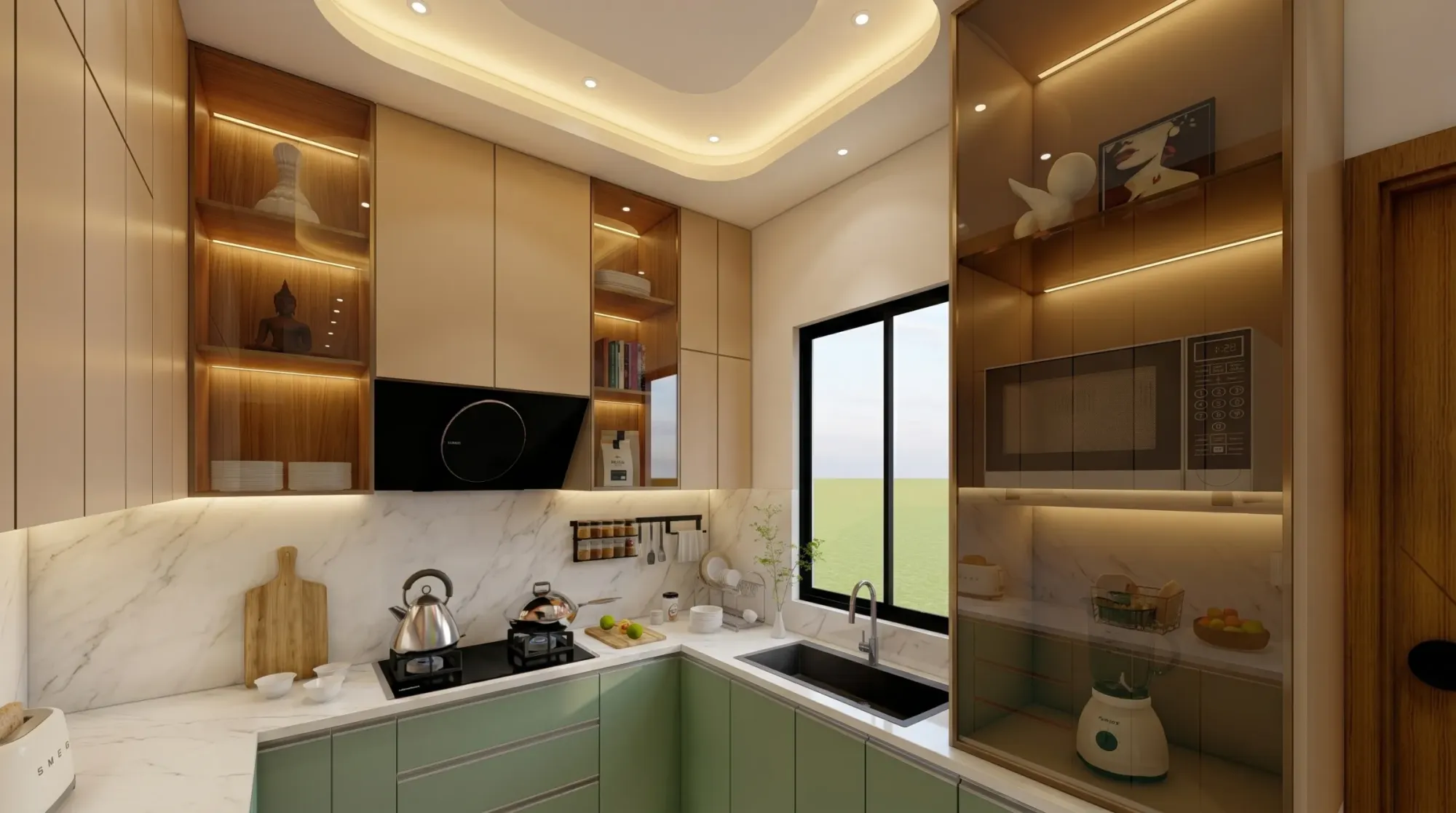 Modular Kitchen Layout for Compact 2BHK Flats in Uniworld City, Rajarhat